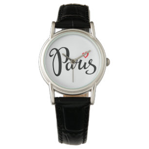 Paris Brush Letters with Heart Armbanduhr