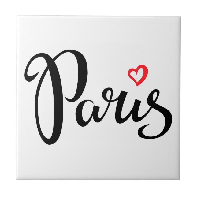 Paris Brush Letters with Heart Fliese (Vorderseite)