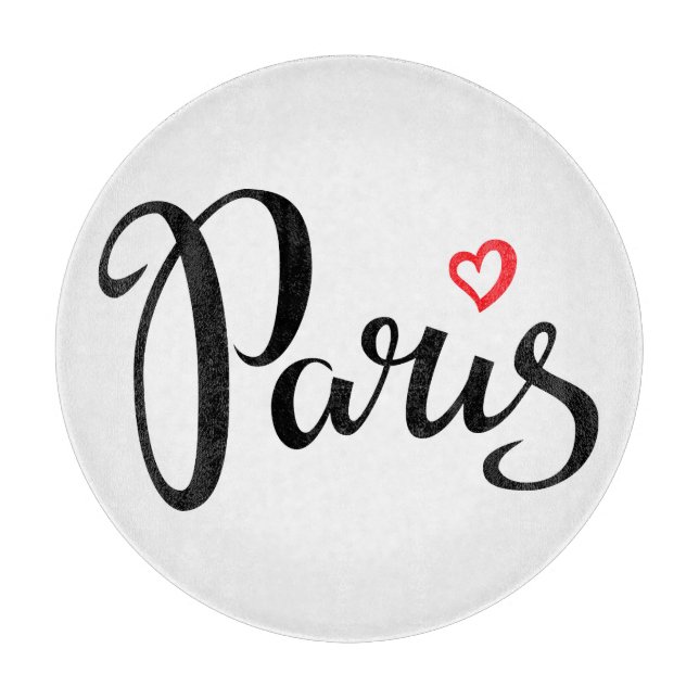 Paris Brush Letters with Heart Schneidebrett (Vorderseite)