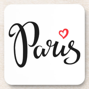 Paris Brush Letters with Heart Untersetzer