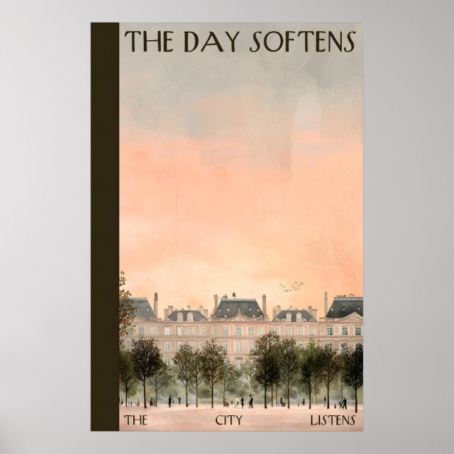 Paris Building Row Poster  Sunset Cityscape Quote (Vorne)