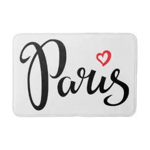 Paris-Bürsten-Beschriftung mit Herzen Badematte