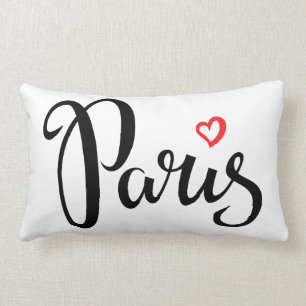 Paris-Bürsten-Beschriftung mit Herzen Lendenkissen