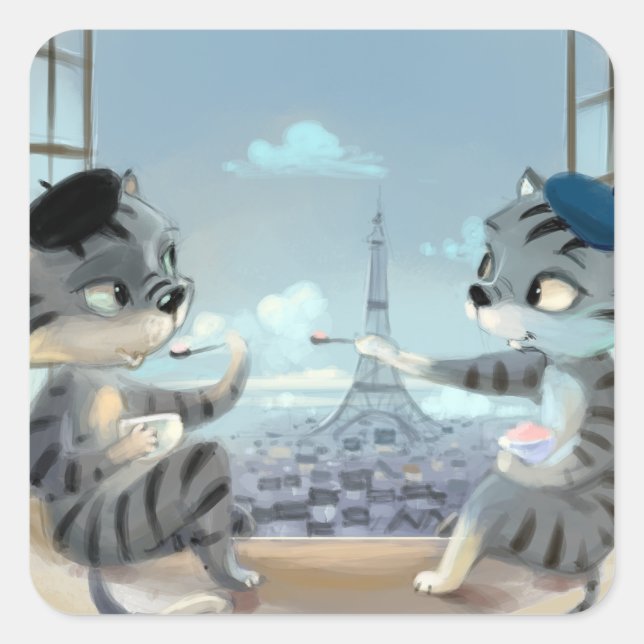 Paris by Day Classic Square Stickers (Vorderseite)