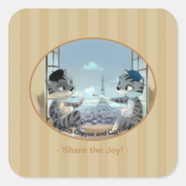 Paris by Day Classic Square Stickers - Joy
