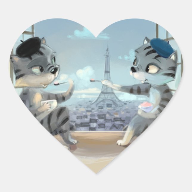 Paris by Day Heart Stickers (Vorderseite)