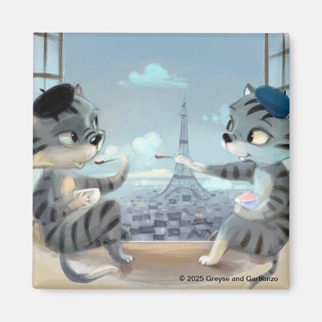 Paris by Day Square Magnet (Vorne)