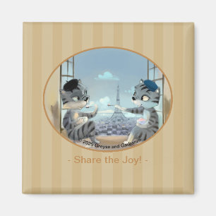 Paris by Day Square Magnet 2 inch - Joy