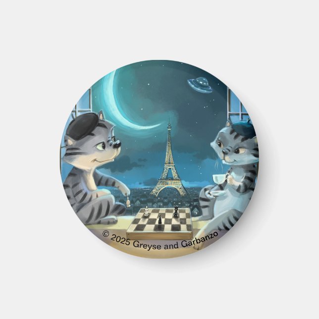 Paris by Night Circle Magnet (verschiedene Größen) (Vorne)