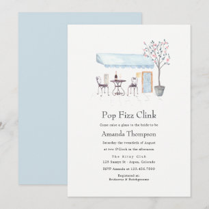 Paris Café Aquarell Pop Fizz Clink Brautparty Einladung