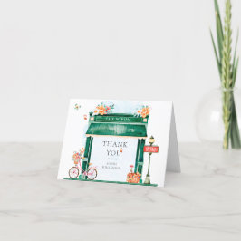 Paris Cafe Boulangerie Watercolor Baby Shower Dankeskarte