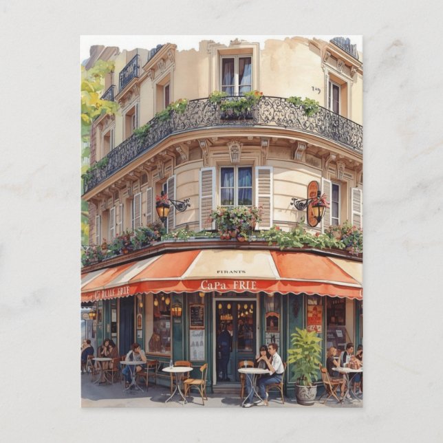 Paris Café Postkarte (Vorderseite)
