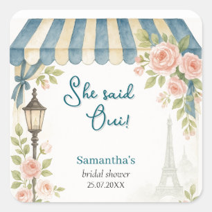 Paris Cafe She Said Oui Brautparty Quadratischer Aufkleber