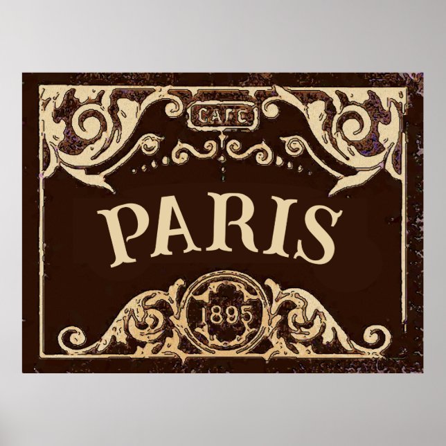 PARIS Café Sign Vintag Poster (Vorne)