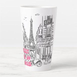Paris Café–Treffen Sie mich in Paris in Rosa & Eif Milchtasse