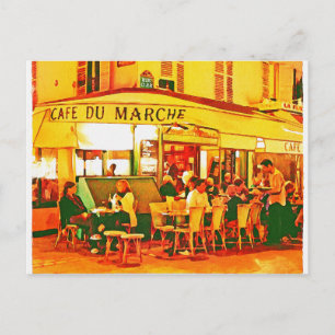 Paris Café Wasserfarbe Postkarte