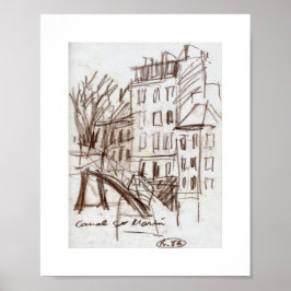 Paris Canal St Martin Sketch Poster