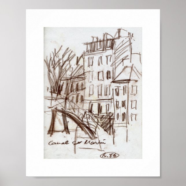 Paris Canal St Martin Sketch Poster (Vorne)