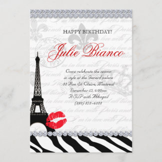 Paris Card Eiffelturm Zebra Red Einladung