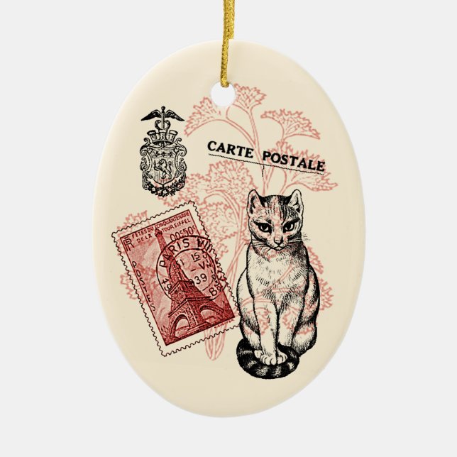 Paris Cat Keramik Ornament (Vorne)