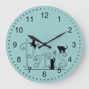 Paris Cats Große Wanduhr