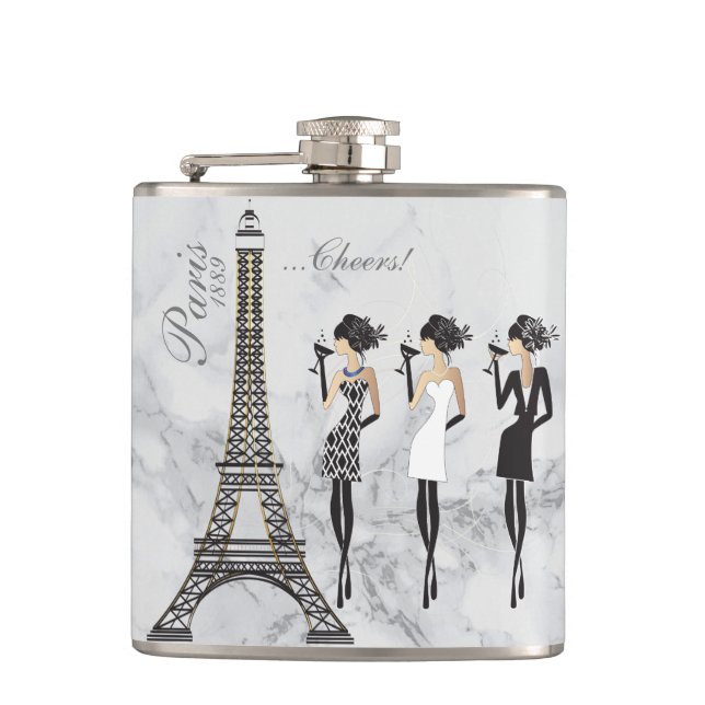 Paris Celebration Flask on Gray Marble Flachmann (Vorderseite)