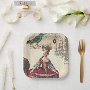 Paris Chandelier Marie Antoinette Vintag Französis Pappteller