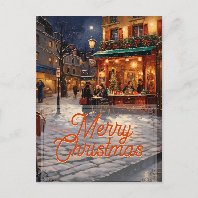 Paris Christmas Art Postkarte (Vorderseite)