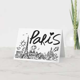 Paris City Doodle Karte
