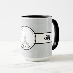 Paris City Elegant Leinen Ringer 15oz Tasse
