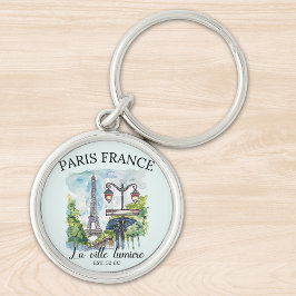 Paris City of Light Watercolor Scene Schlüsselanhänger