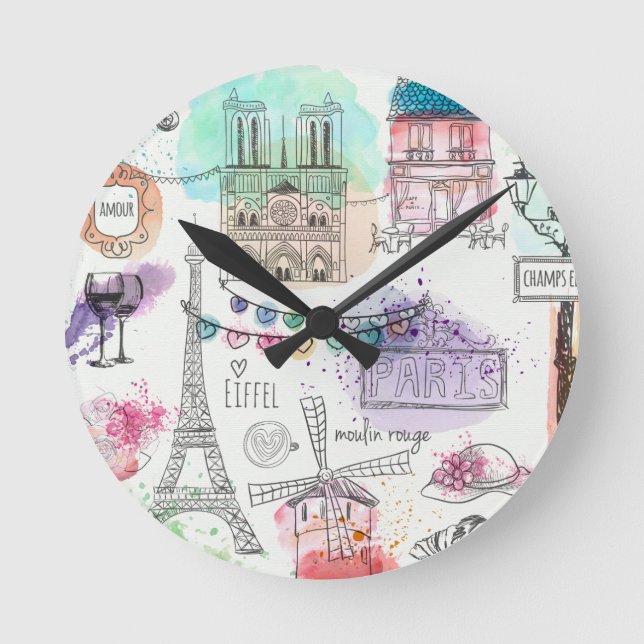 Paris Clock Runde Wanduhr (Vorderseite)