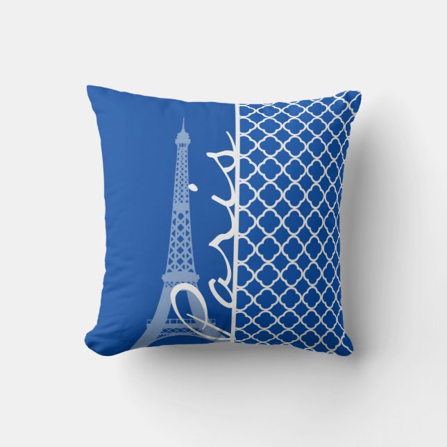 Paris; Cobalt Blue Quatrefoil Kissen (Vorderseite)