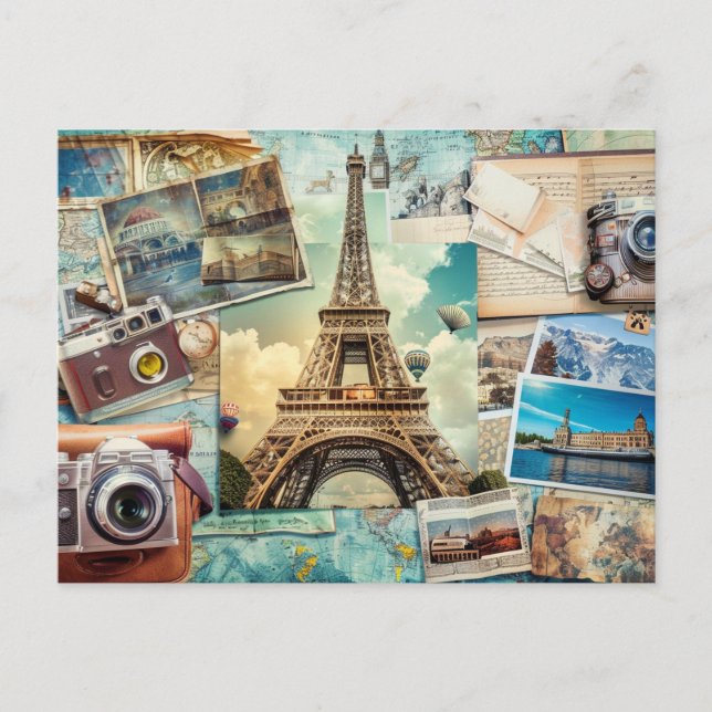 Paris Collage Postcard Postkarte (Vorderseite)
