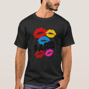Paris Colorful French Kisses Lips Grafik Design C T-Shirt