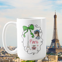 Paris Coquette Eiffel Tower Café Green Bow Frame