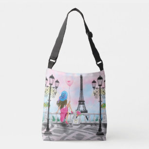 Paris Crossbody Bag Frau mit rosa Ballon Tragetaschen Mit Langen Trägern