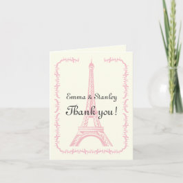 Paris, das rosa Eiffelturmelfenbein wedding ist, Dankeskarte