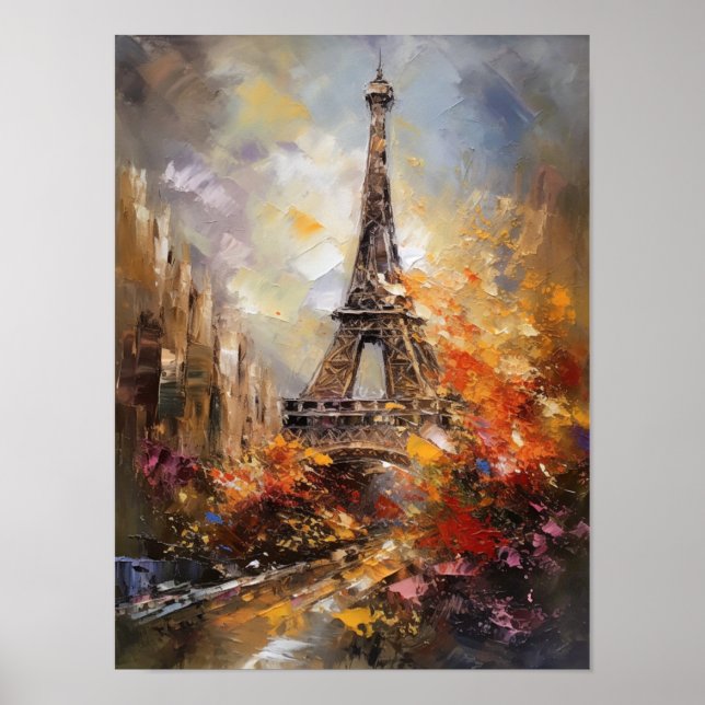 Paris Der Eiffelturm Abstrakte Ölgemälde Poster (Vorne)