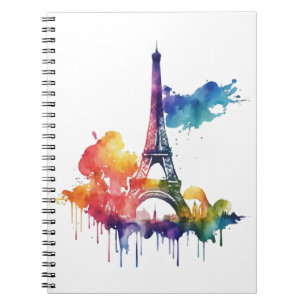 Paris Design mit bunten Spritzern Notizblock