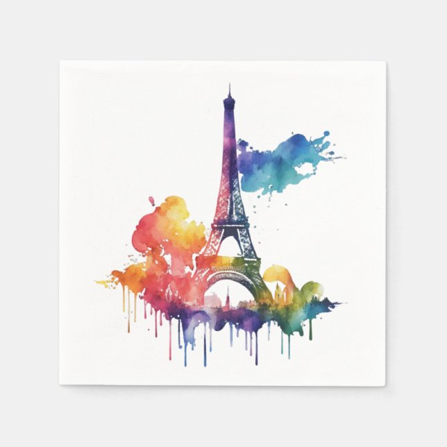 Paris Design mit bunten Spritzern Serviette (Vorderseite)