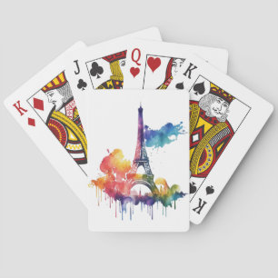 Paris Design mit bunten Spritzern Spielkarten