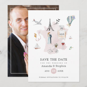 Paris Destination Hochzeit Monogrammfoto Save The Date