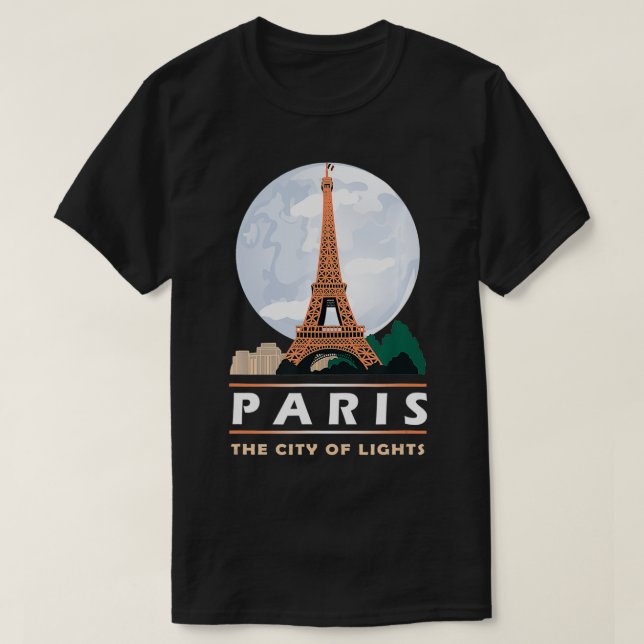 Paris Die City of Light Eiffel Tower Paris Night G T-Shirt (Design vorne)