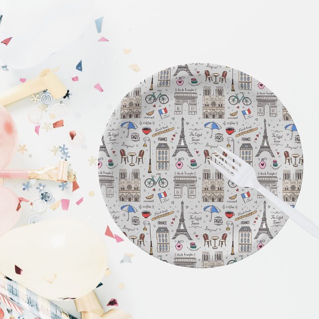 Paris Doodles Pappteller (Von Creator hochgeladen)