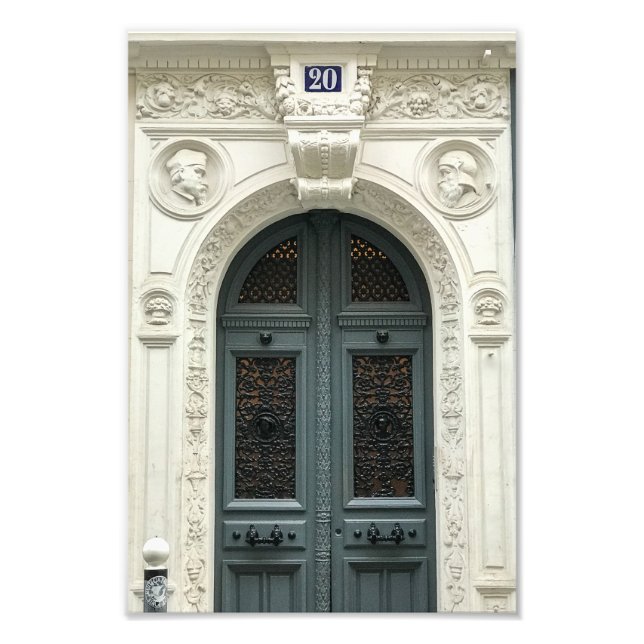 Paris Door Green Number 20 - Fotodruck (Vorne)