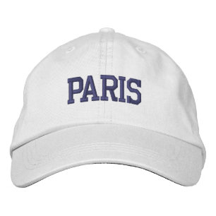 PARIS Dunkelblaue Stickerei auf Weiß Bestickte Baseballkappe