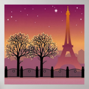 Paris durch Nachtplakat Poster