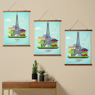 Paris Eifel Tower Wandteppich Mit Holzrahmen