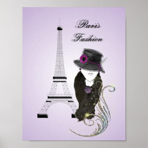 Paris Eifell Tower Fashion Lady Art Poster Print